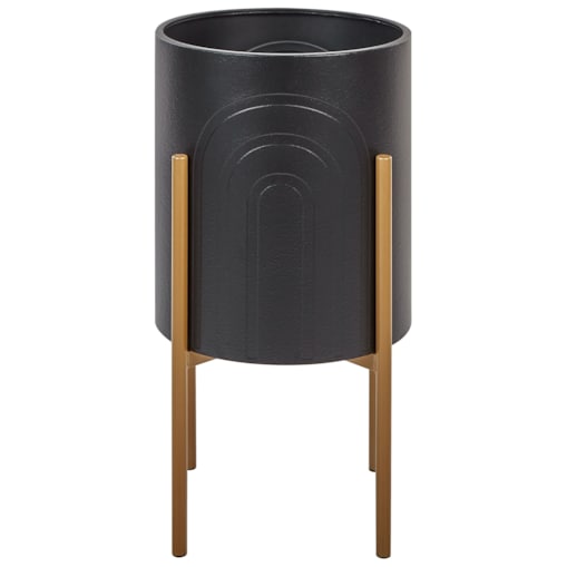 Doniczka na stojaku metalowa 32 x 32 x 58 cm czarna SEROTINA