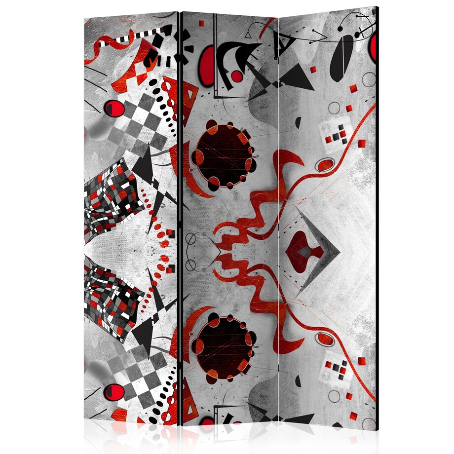 Parawan jednostronny Abstrakcje 135x172 cm 3-częściowy szary
