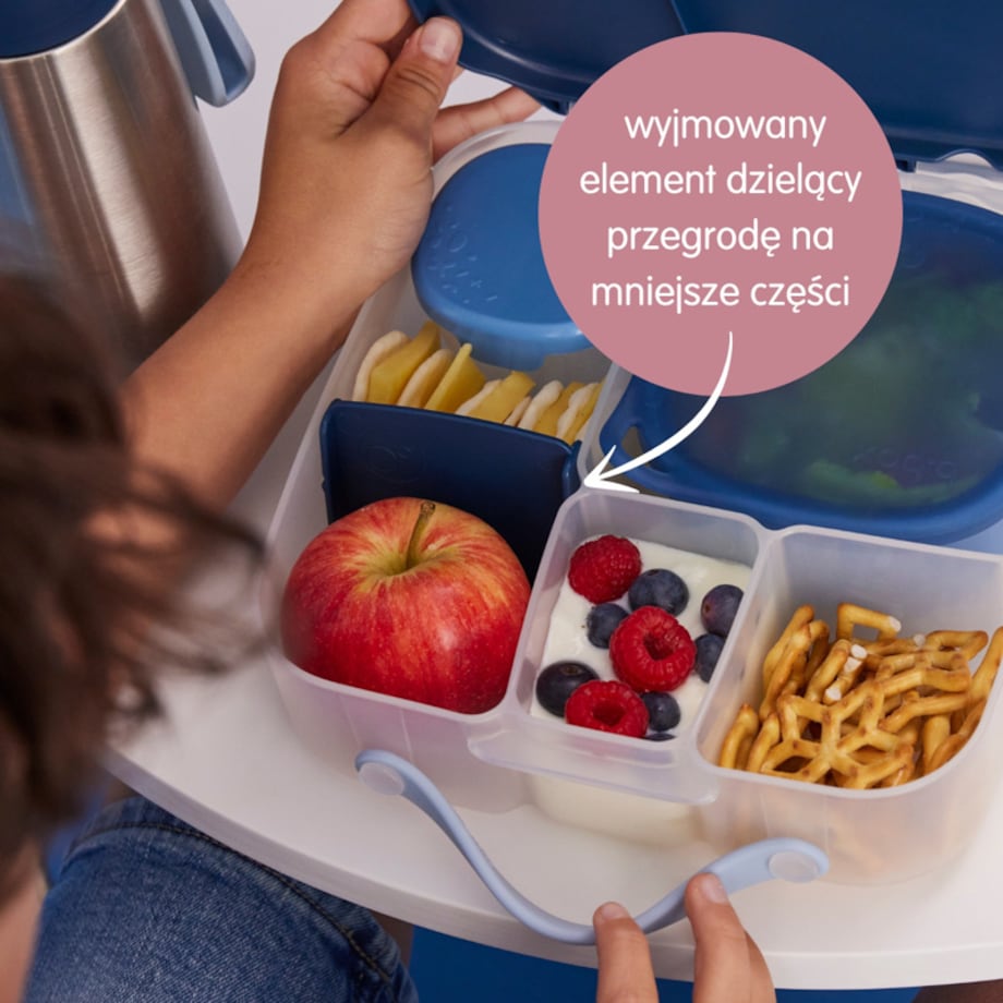 Lunchbox z przegródkami do szkoły i pracy - szczelna śniadaniówka z uchwytem i wkładem chłodzącym Midnight b.box