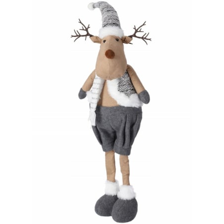 PLUSZOWY RENIFER 70 cm SZARY figurka świąteczna