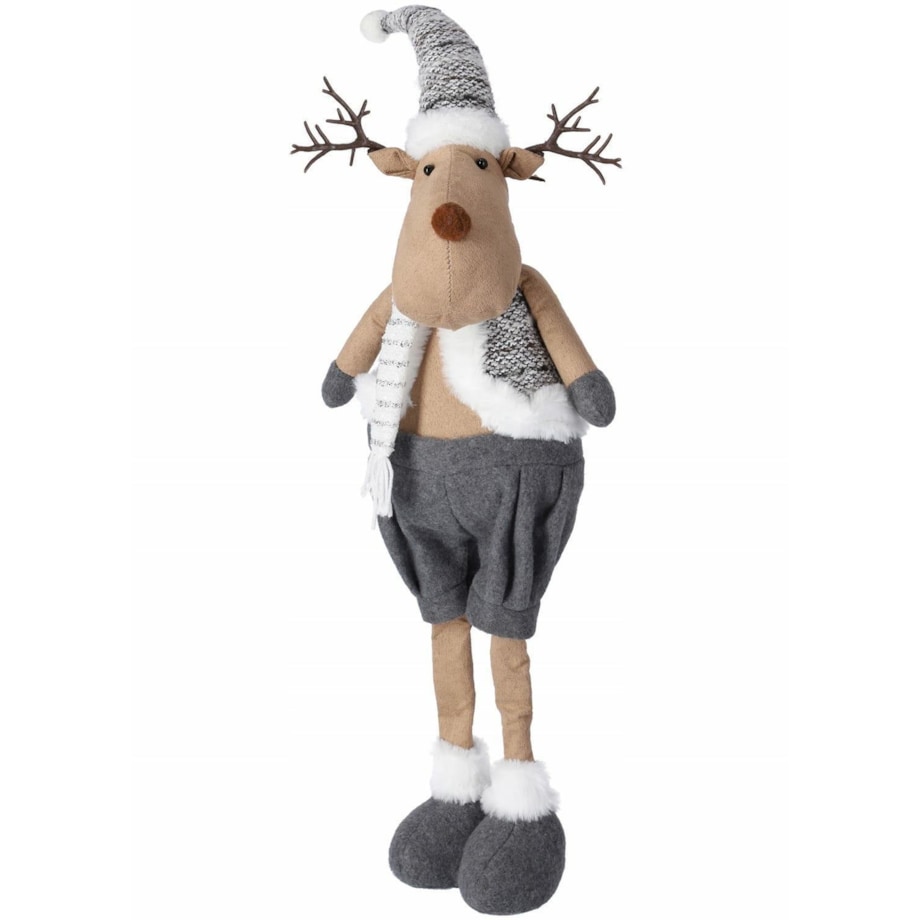 PLUSZOWY RENIFER 70 cm SZARY figurka świąteczna
