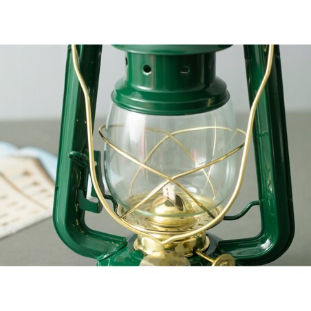LAMPA NAFTOWA metal / szkło ZIELONA + knot
