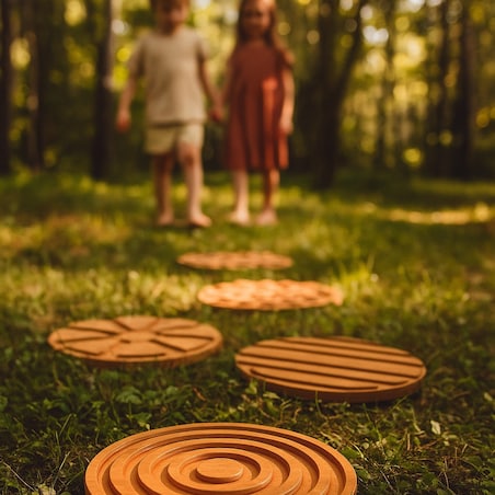 4x dyski Montessori sensoryczne DUŻE 30 cm terapeutyczne drewniane drewno