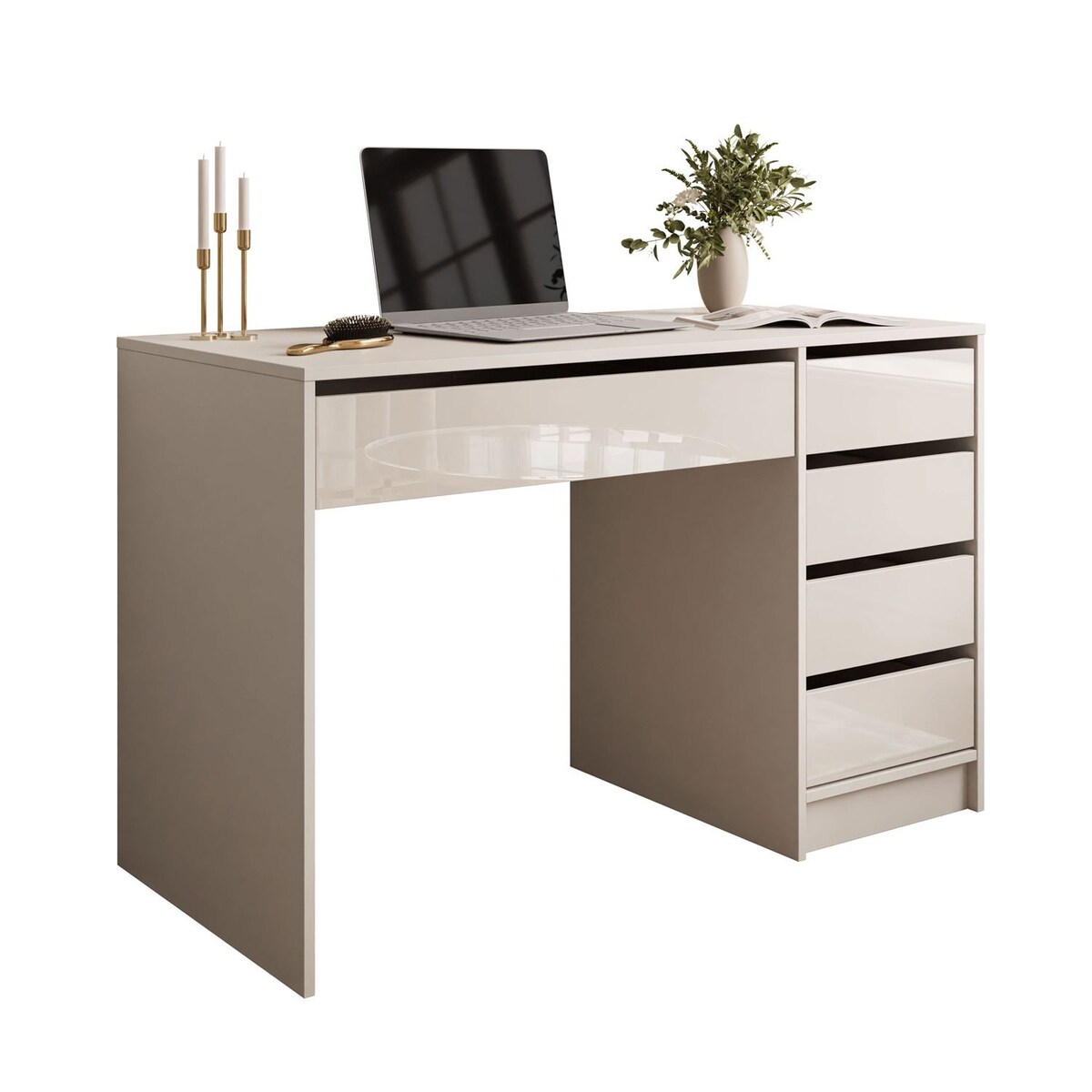 Biurko MADA GLOSS z szufladami kaszmir połysk