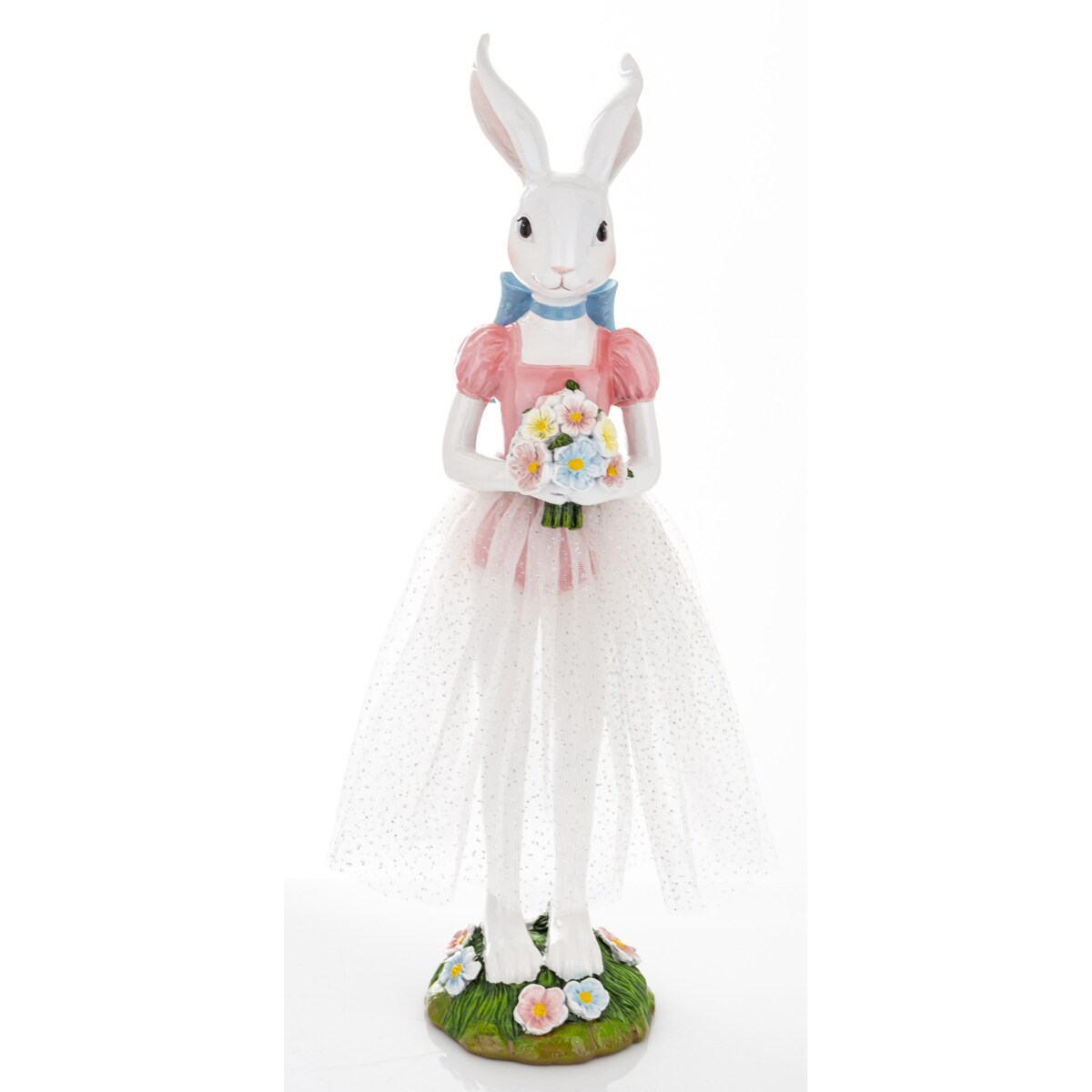 Dekoracja - króliczka w białej tiulowej spódniczce 40,5x20x15 cm MIJACZEK