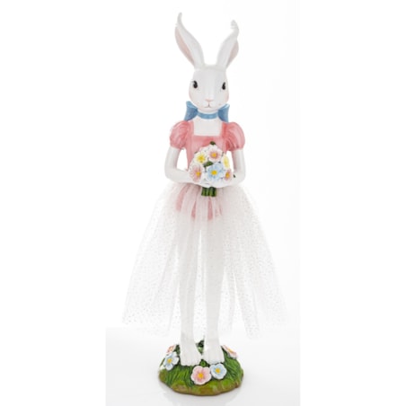 Dekoracja - króliczka w białej tiulowej spódniczce 40,5x20x15 cm MIJACZEK