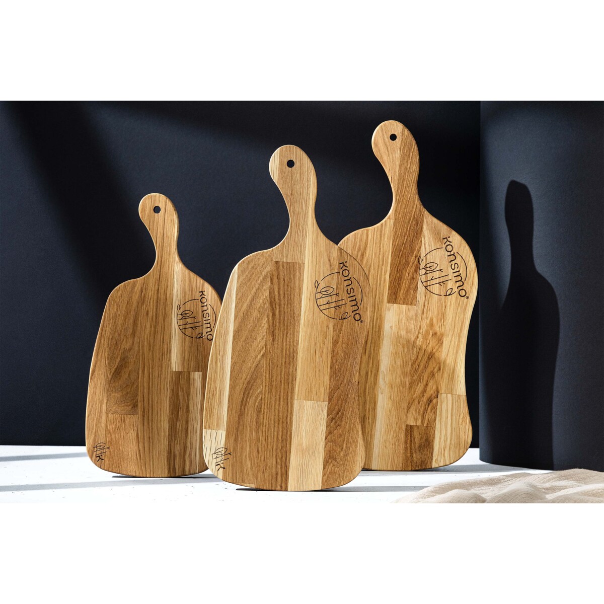 Konsimo LIVO Zestaw desek do krojenia (3szt.), drewno dębowe