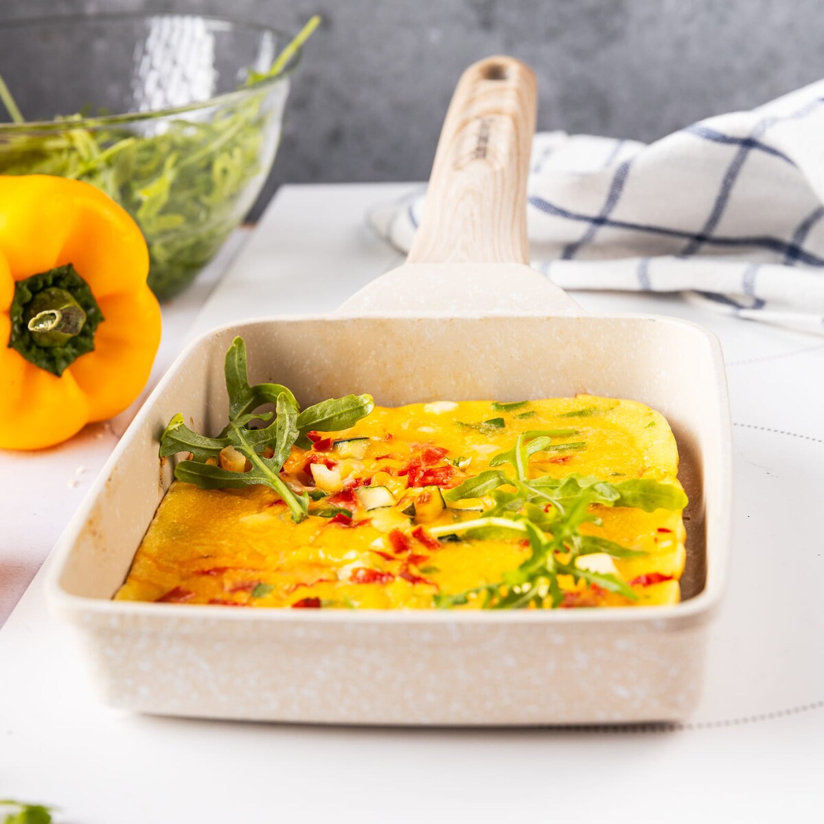 Patelnia tradycyjna marmurkowa prostokątna głęboka 18x14cm BEŻOWA KLAUSBERG