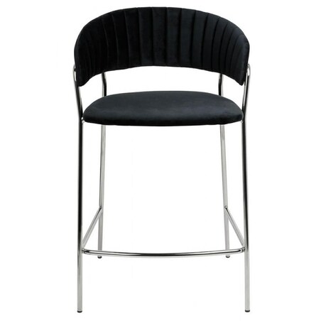 Krzesło barowe MARGO 65 czarny - welur, podstawa chromowana, King Home