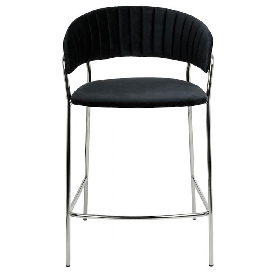 Krzesło barowe MARGO 65 czarny - welur, podstawa chromowana, King Home