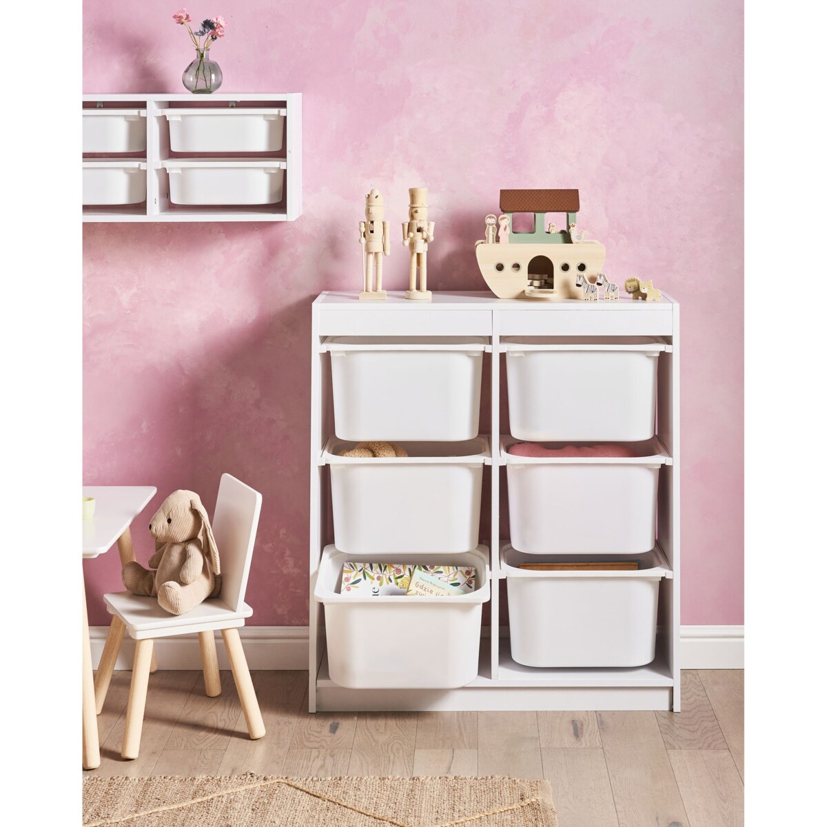 Regał z 6 pojemnikami biały TOBIN