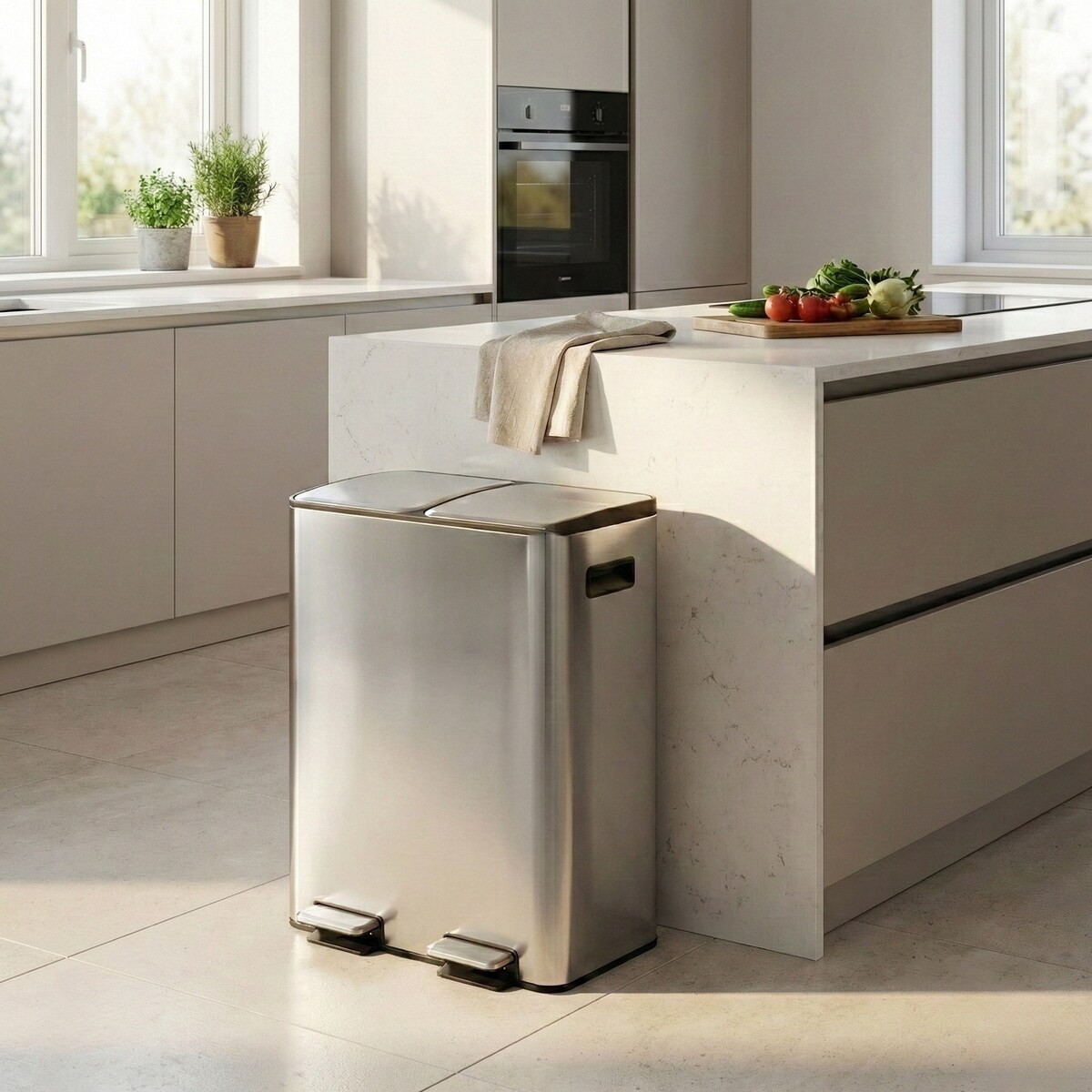 Dwukomorowy kosz na odpady SOLV, 60 l,