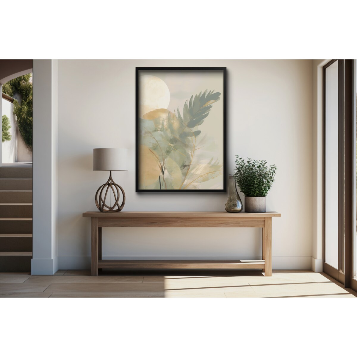 Pastelowy Plakat Obraz Grafika na ścianę do salonu biura sypialni Liście