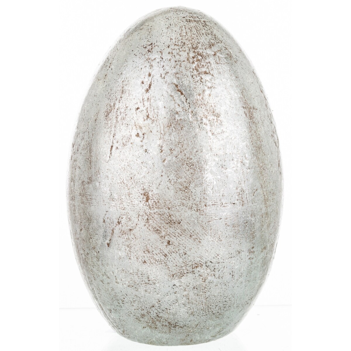 Dekoracja - srebrne jajko z ceramiki 27,5x17 cm MONNI