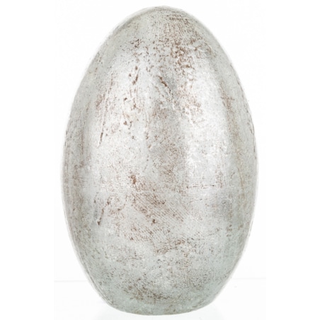 Dekoracja - srebrne jajko z ceramiki 27,5x17 cm MONNI