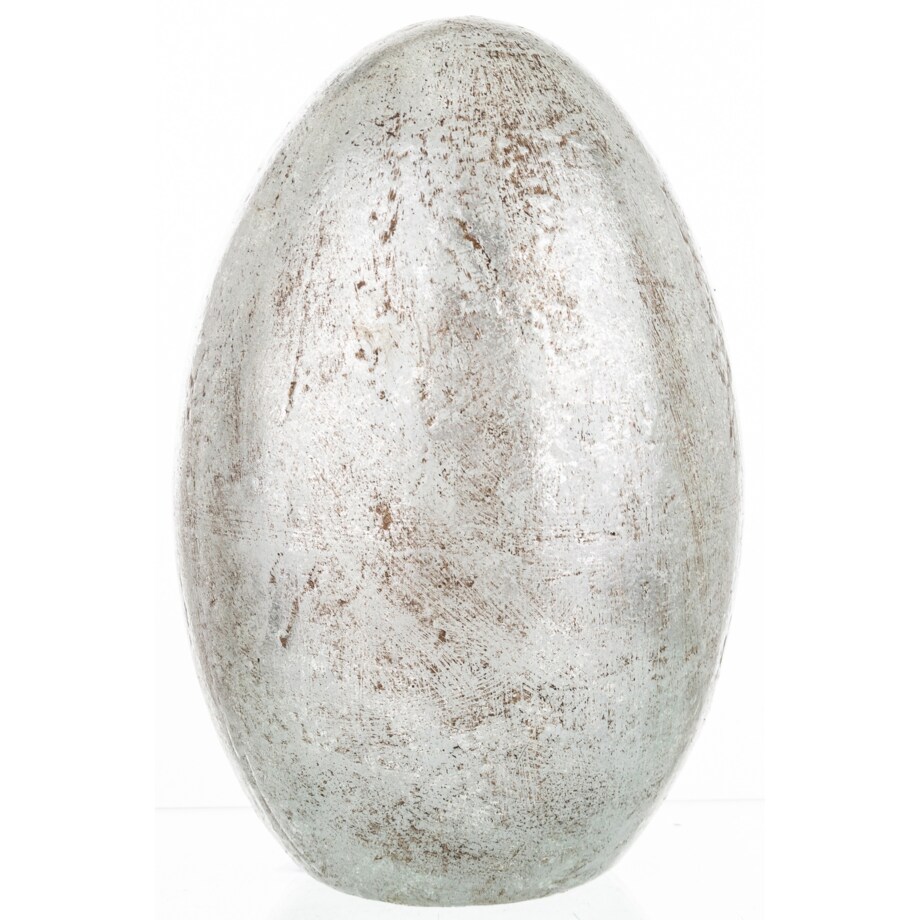 Dekoracja - srebrne jajko z ceramiki 27,5x17 cm MONNI