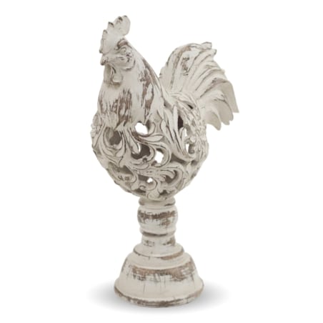 Dekoracja - szaro-brązowy KOGUT 29x21x10,5 cm ażurowy