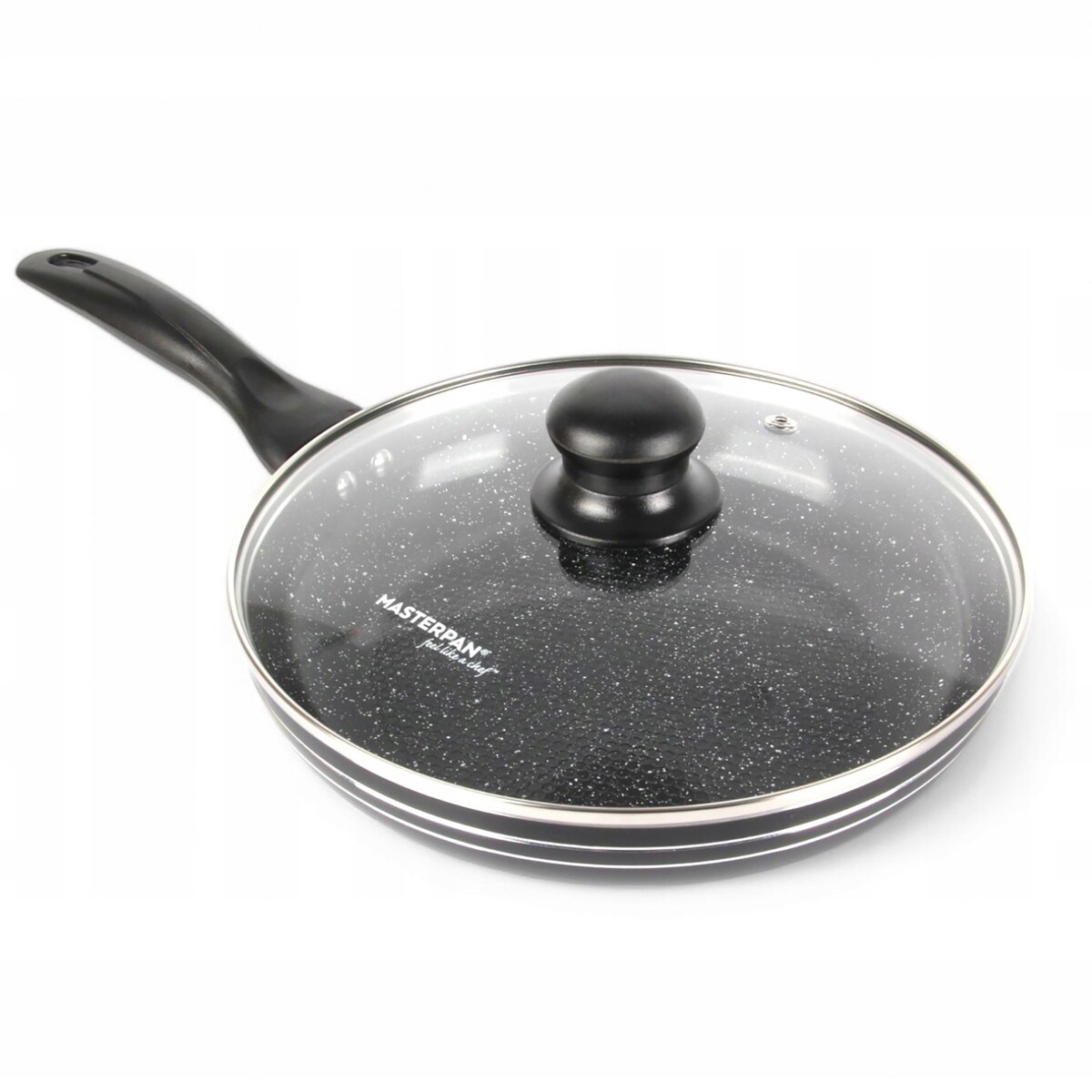 Patelnia Granitowa Pokrywka 24 Cm Plaster Miodu Indukcja Gaz 2.0L Wysoka 5.8