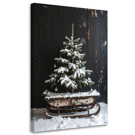 Obraz do salonu kuchni biura, Choinka święta prezenty sanki