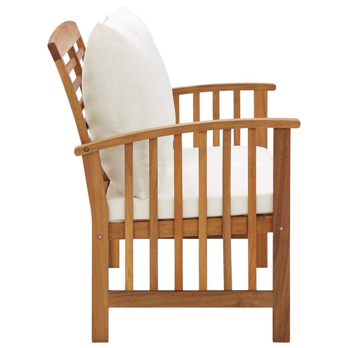 vidaXL Ławka ogrodowa z poduszkami, 119 cm, lite drewno akacjowe