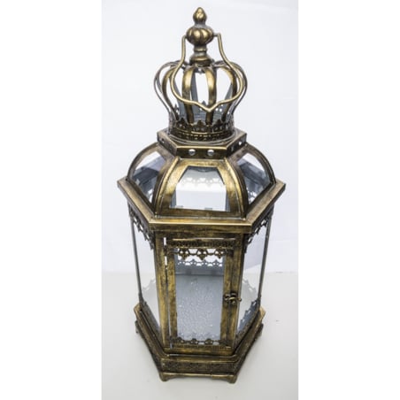 Lampion metalowy złoty 64x25x22 cm COROLLA
