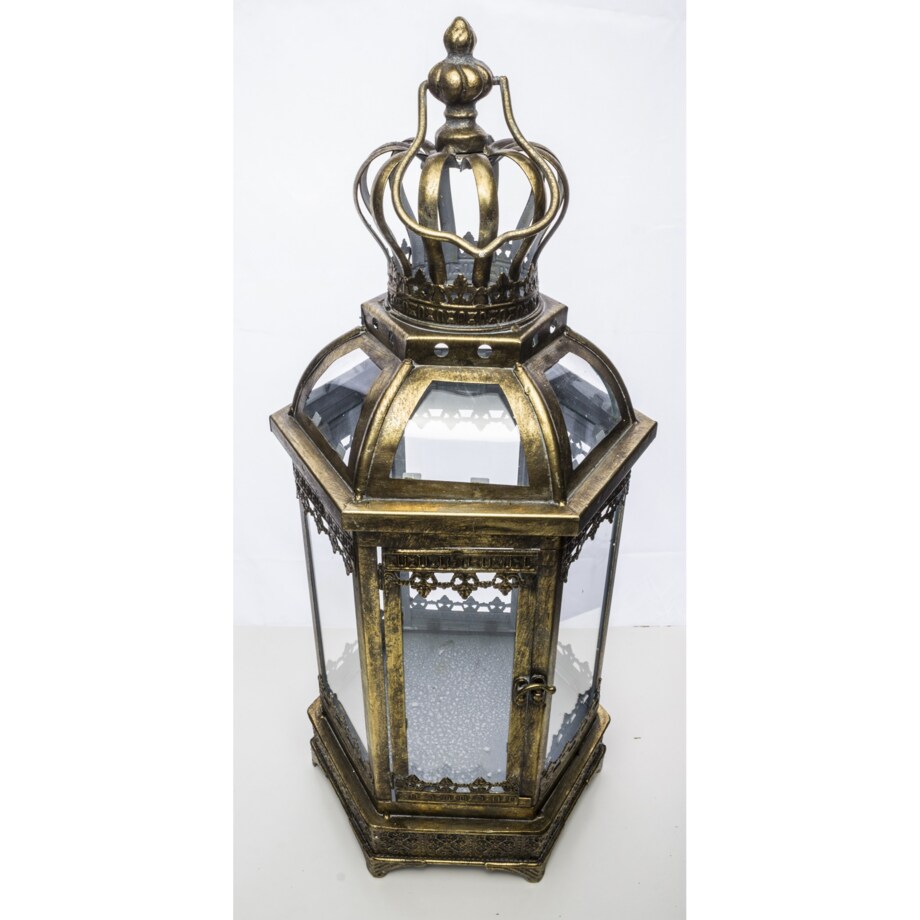 Lampion metalowy złoty 64x25x22 cm COROLLA