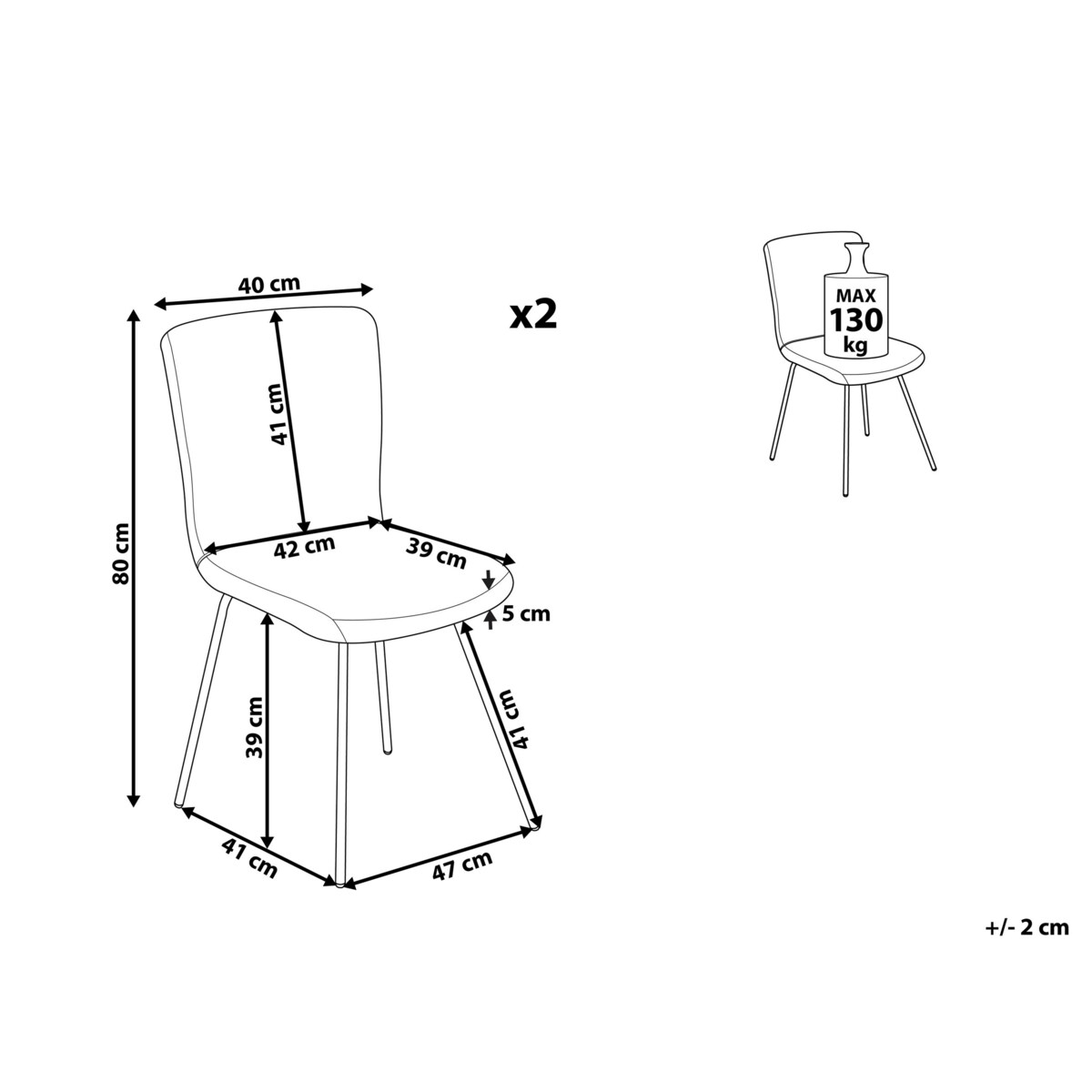 Zestaw 2 krzeseł do jadalni szary RUBIO