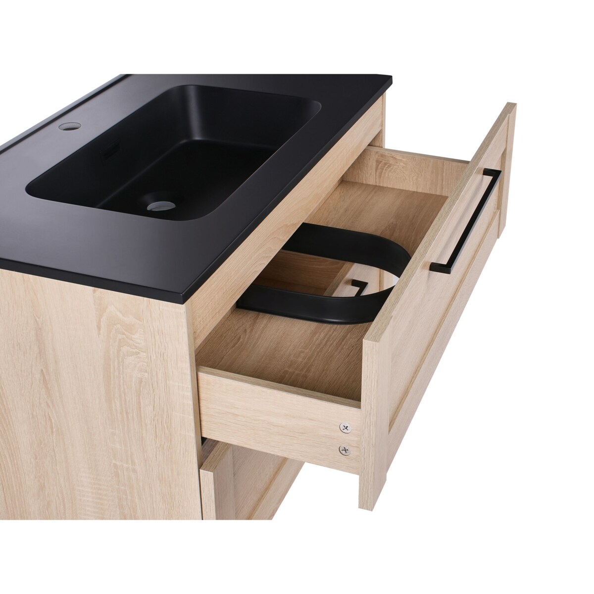 Szafka łazienkowa wisząca z umywalką TARIJA 80 cm Jasnobrązowy