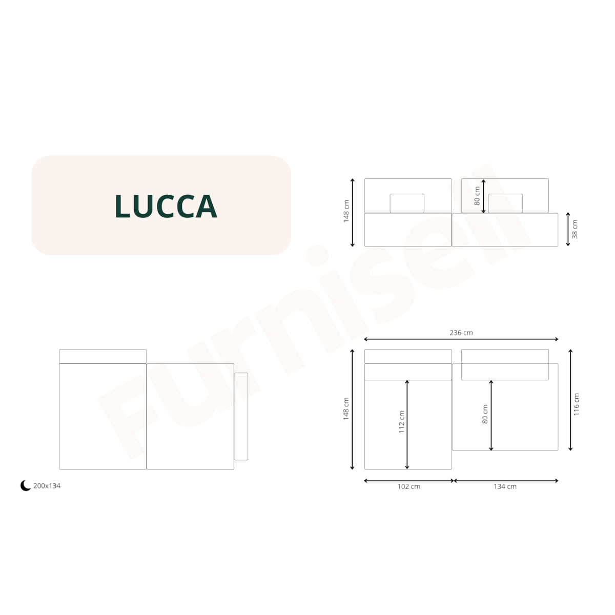 Narożnik modułowy LUCCA z funkcją spania sztruks POSO 60