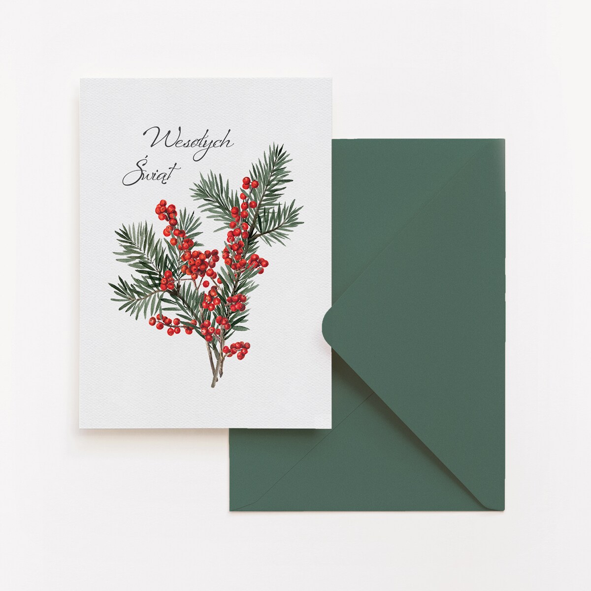 Zestaw Trzech Kartek Świątecznych Sosna z Ostrokrzewem 12x17