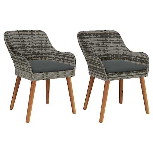 vidaXL Krzesło Ogrodowe 2 pcs Szary 55 x 62.5 x 82cm polirattan