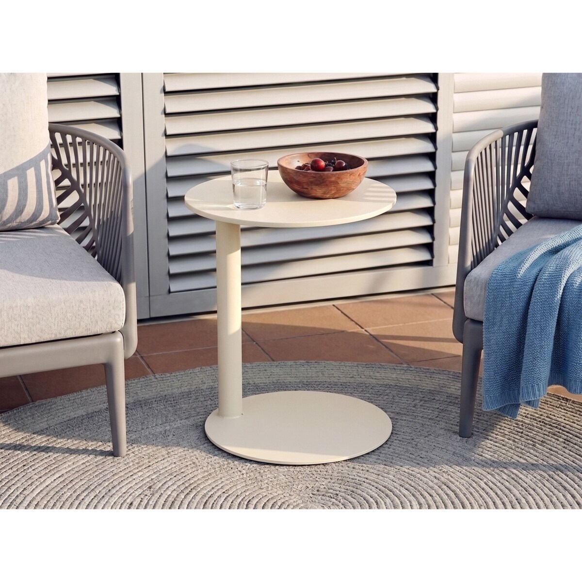Stolik pomocniczy ogrodowy VENTURINA 40 cm 40 cm Metal Beżowy