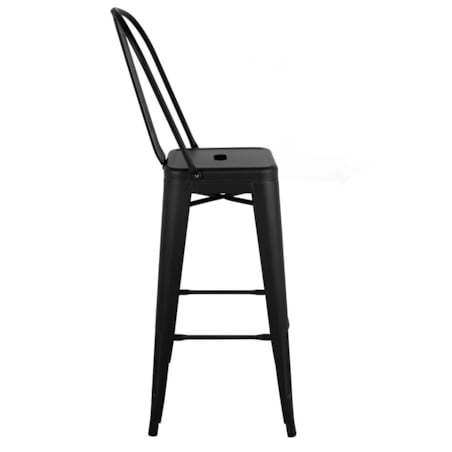 Krzesło barowe Tower Big Back KH010100968 loftowe czarne