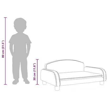 vidaXL Sofa dla dzieci, szara, 70x45x30 cm, sztuczna skóra