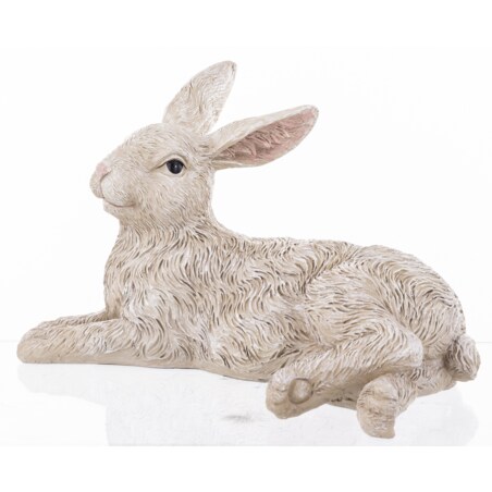 Dekoracja - biały królik 21x34x22 cm PELUCHE leżący