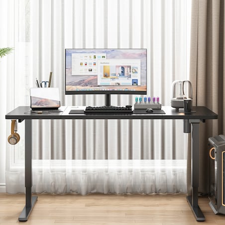 Biurko Elektryczne Podnoszone Czarne 120 cm Regulowane Wysokości 72-118 cm