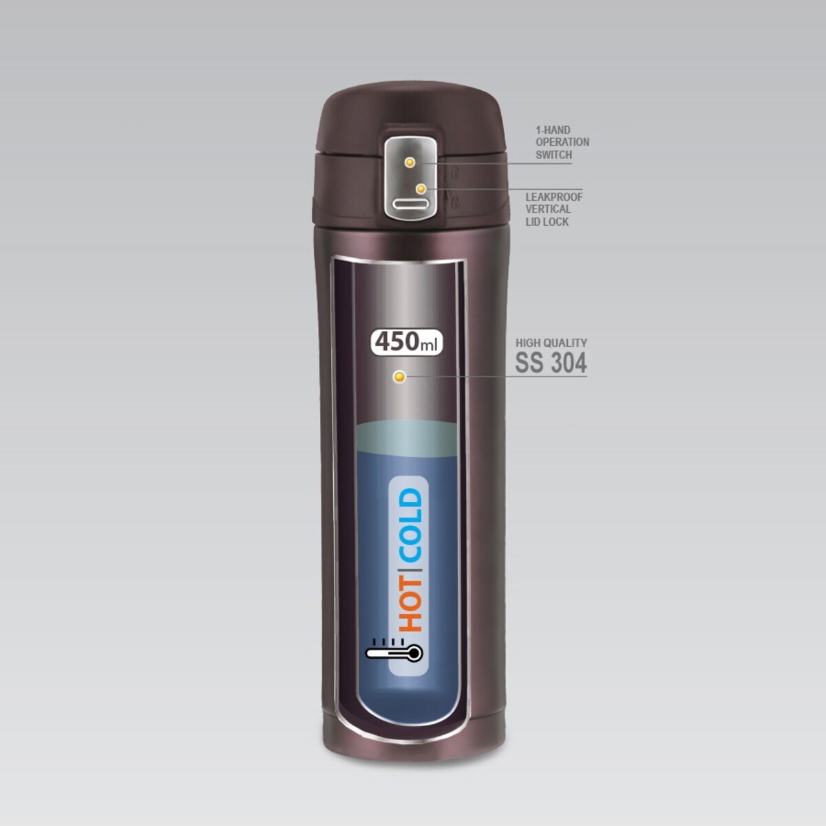 Kubek termiczny na kawę do kawy 450ml brązowy MAESTRO MR-1641-45-BROWN