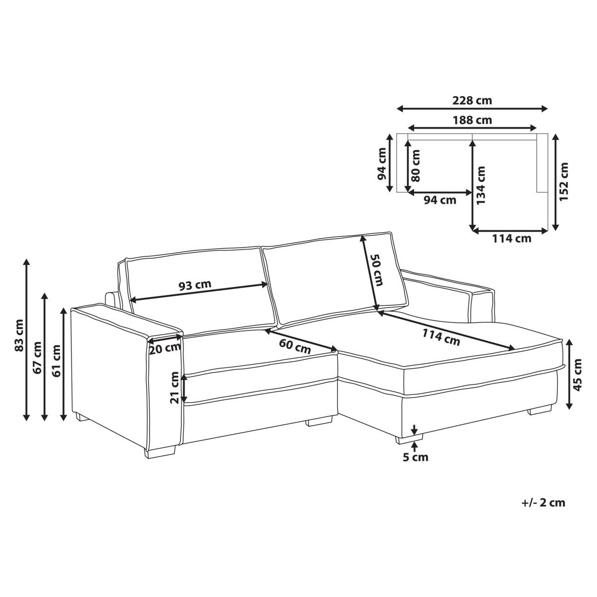 Narożnik KOLDING Beżowoszary Lewostronny