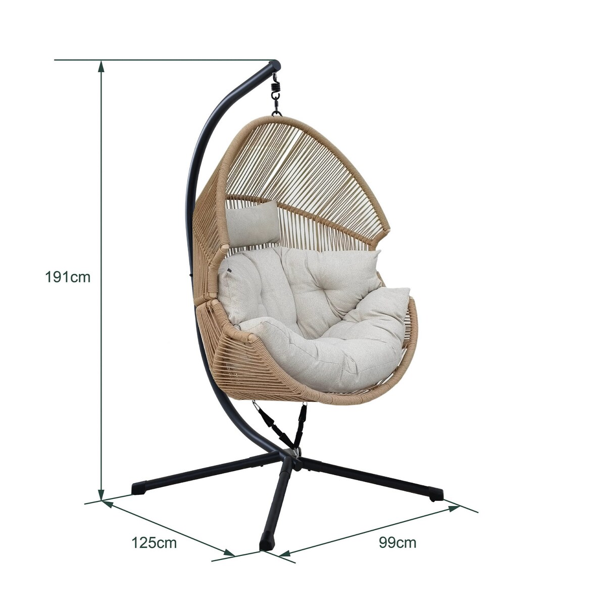 Fotel wiszący beżowy ogrodowy Holand