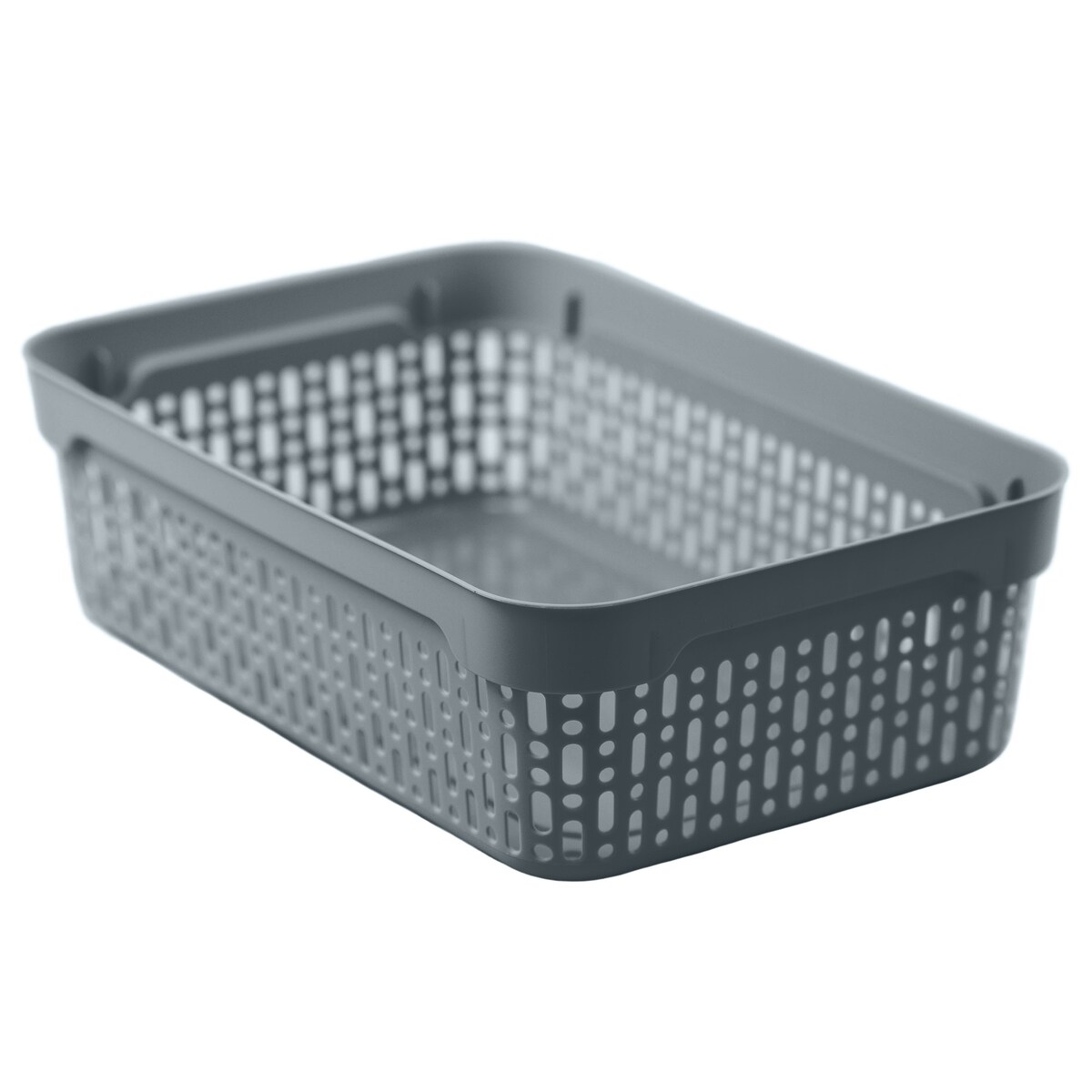 Koszyk Koszyczek Ażurowy M Plastikowy Na Kosmetyki Do Łazienki Pojemnik Z Pokrywką Zamykany Z Dziurkami Szary