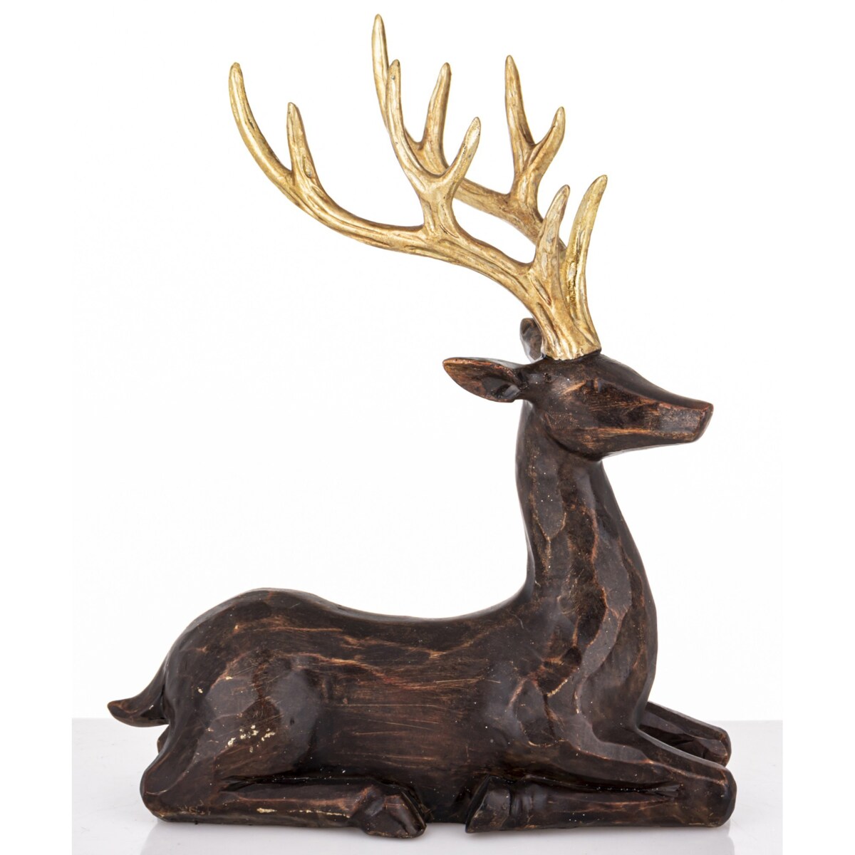 Figurka - leżący jeleń ciemnobrązowy 26x21x11 cm BALLERA