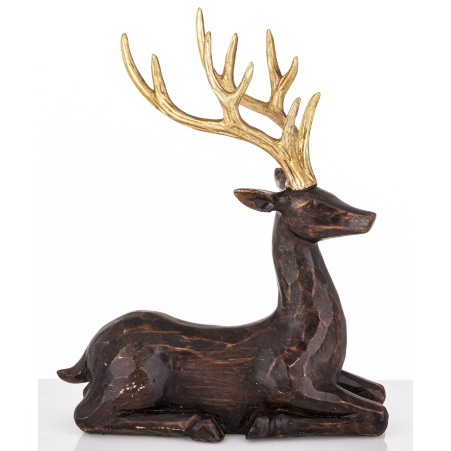 Figurka - leżący jeleń ciemnobrązowy 26x21x11 cm BALLERA