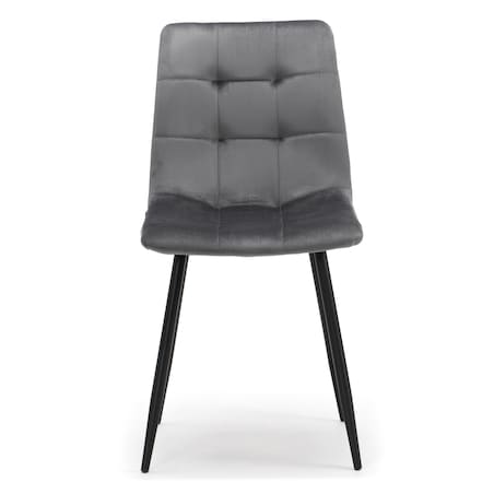 Krzesło tapicerowane pikowane welurowe do salonu jadalni PARMA szara