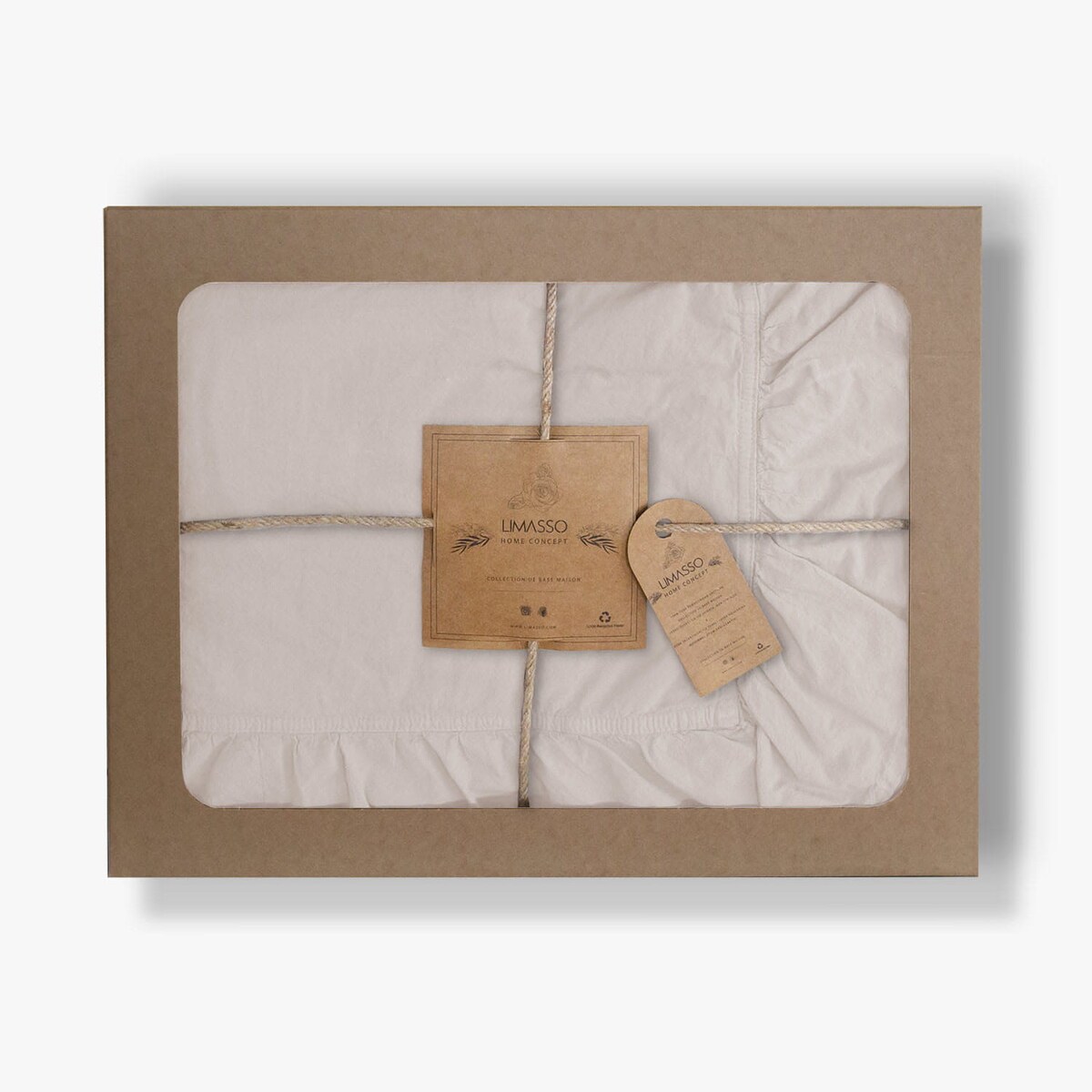 Pościel bawełniana 160x200 z falbanką Stonewashed Exclusive, Natural Cream