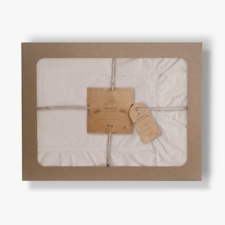 Pościel bawełniana 160x200 z falbanką Stonewashed Exclusive, Natural Cream