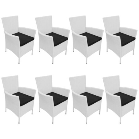 vidaXL 9-cz. zestaw mebli ogrodowych, rattan PE, kremowa biel