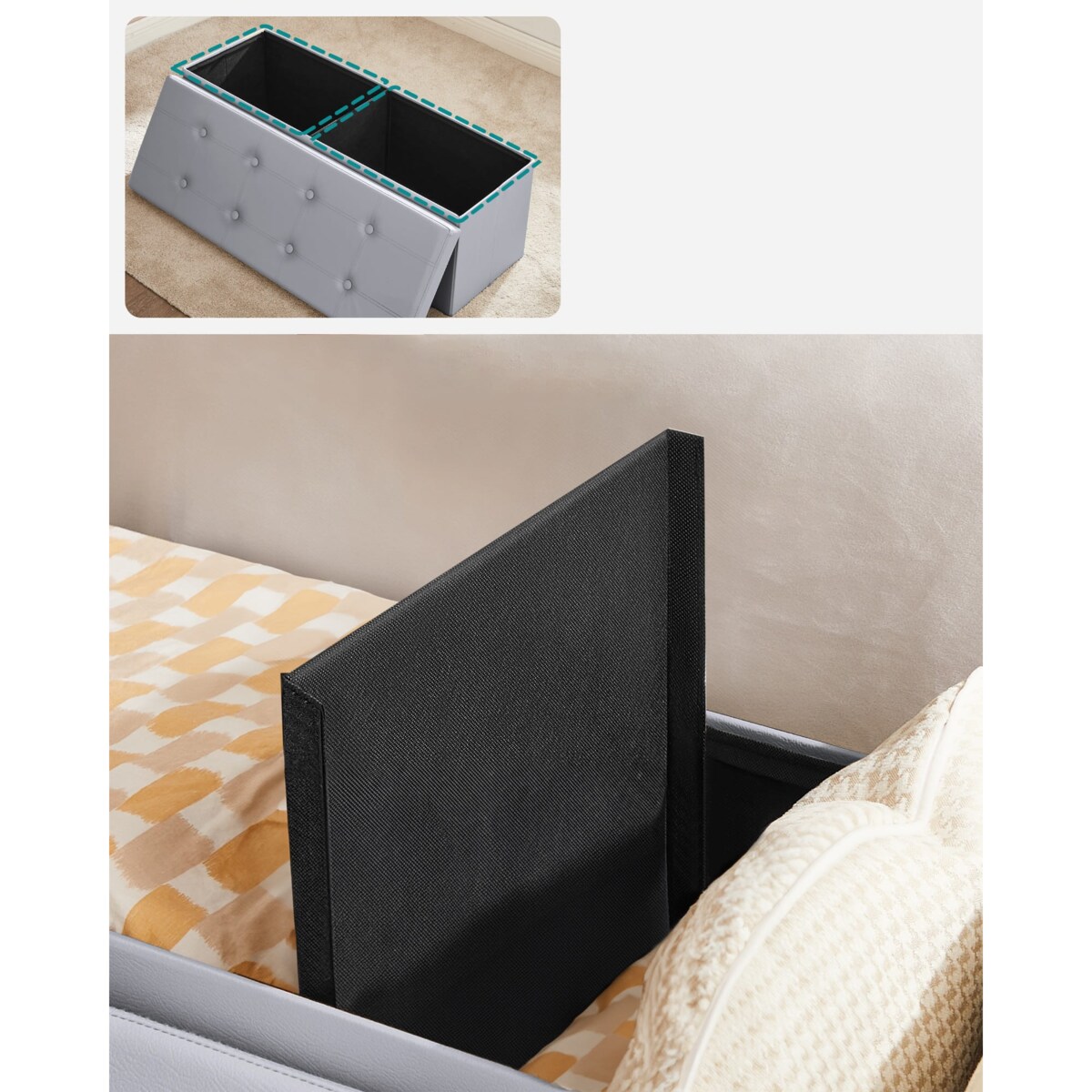 Pufa Siedzisko do sypialni pokoju przedpokoju Jasnoszary