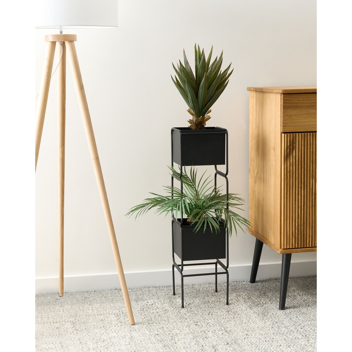 Doniczka na stojaku metalowa czarna COTINUS