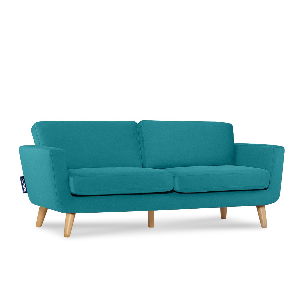 KONSIMO TAGIO Turkusowa skandynawska sofa 3-osobowa