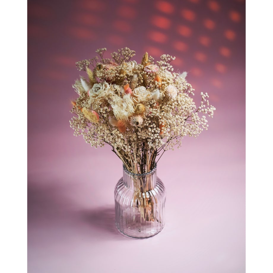 Bukiet suszonych kwiatów Serenita - gipsówka, setaria, kocanka